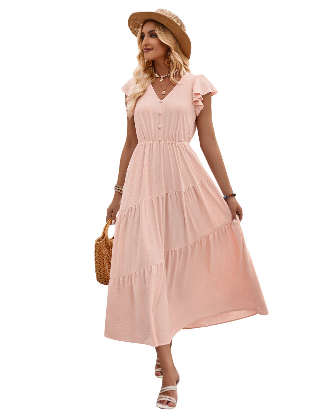 V-neck Ruffle Layered Dress photo 11