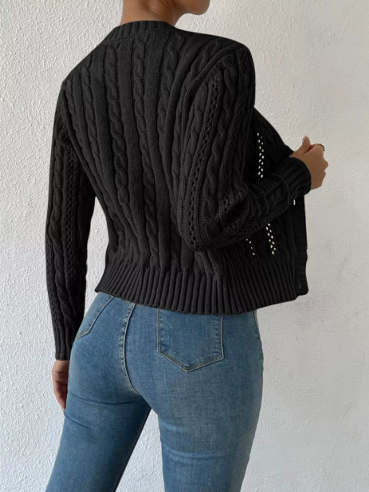 Cable Knit Button-up Cardigan (15)