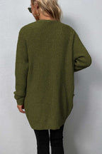 Rib-knit Open Front Pocketed Cardigan (11)