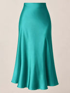 High-waisted Satin Midi Skirt (33)