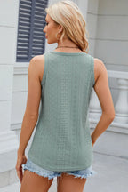 Eyelet V-neck Wide Strap Tank (24)