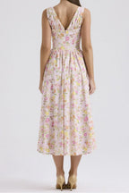 Floral V-neck Sleeveless Midi Dress Pockets (11)