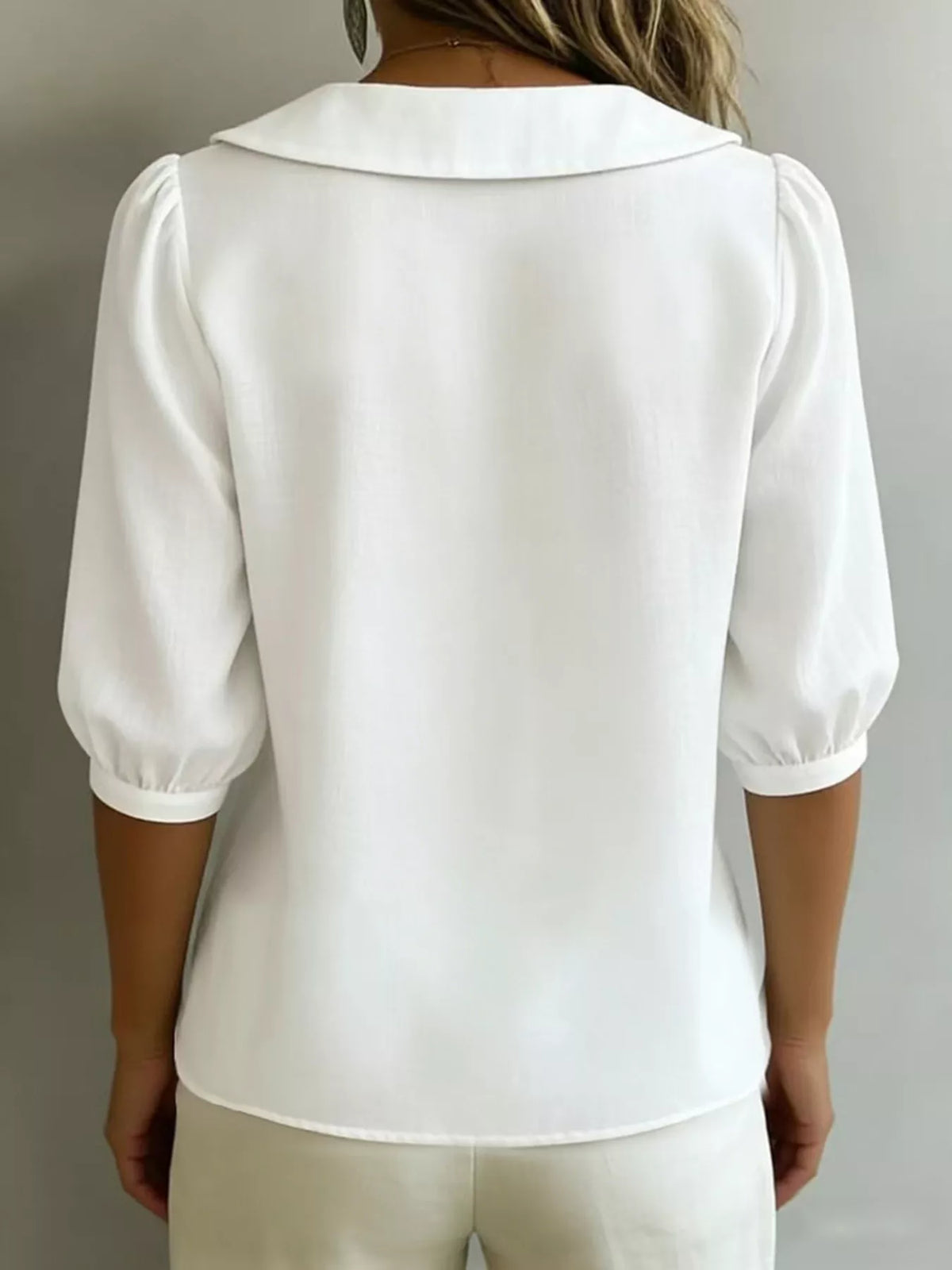 Peter Pan Collar Puff Sleeve Shirt (2)