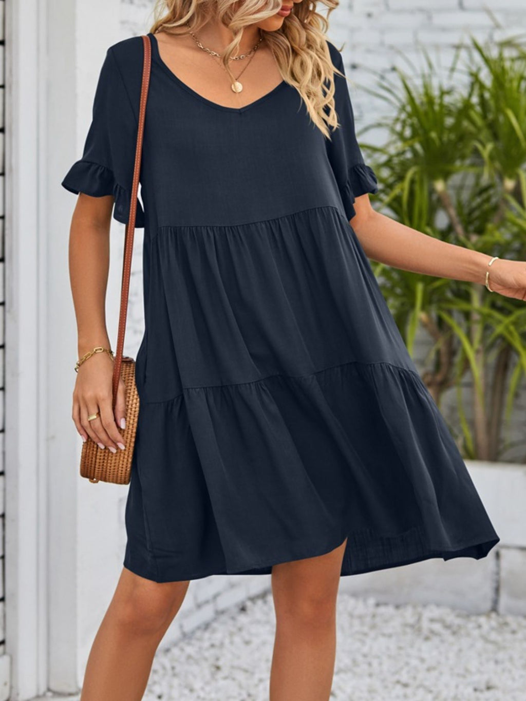 Ruffled Sleeve Tiered Mini Dress (26)