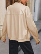 Pocketed Zip Up Collared Neck Jacket (2)