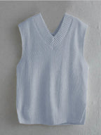 Ribbed V-neck Sleeveless Sweater Vest (6)