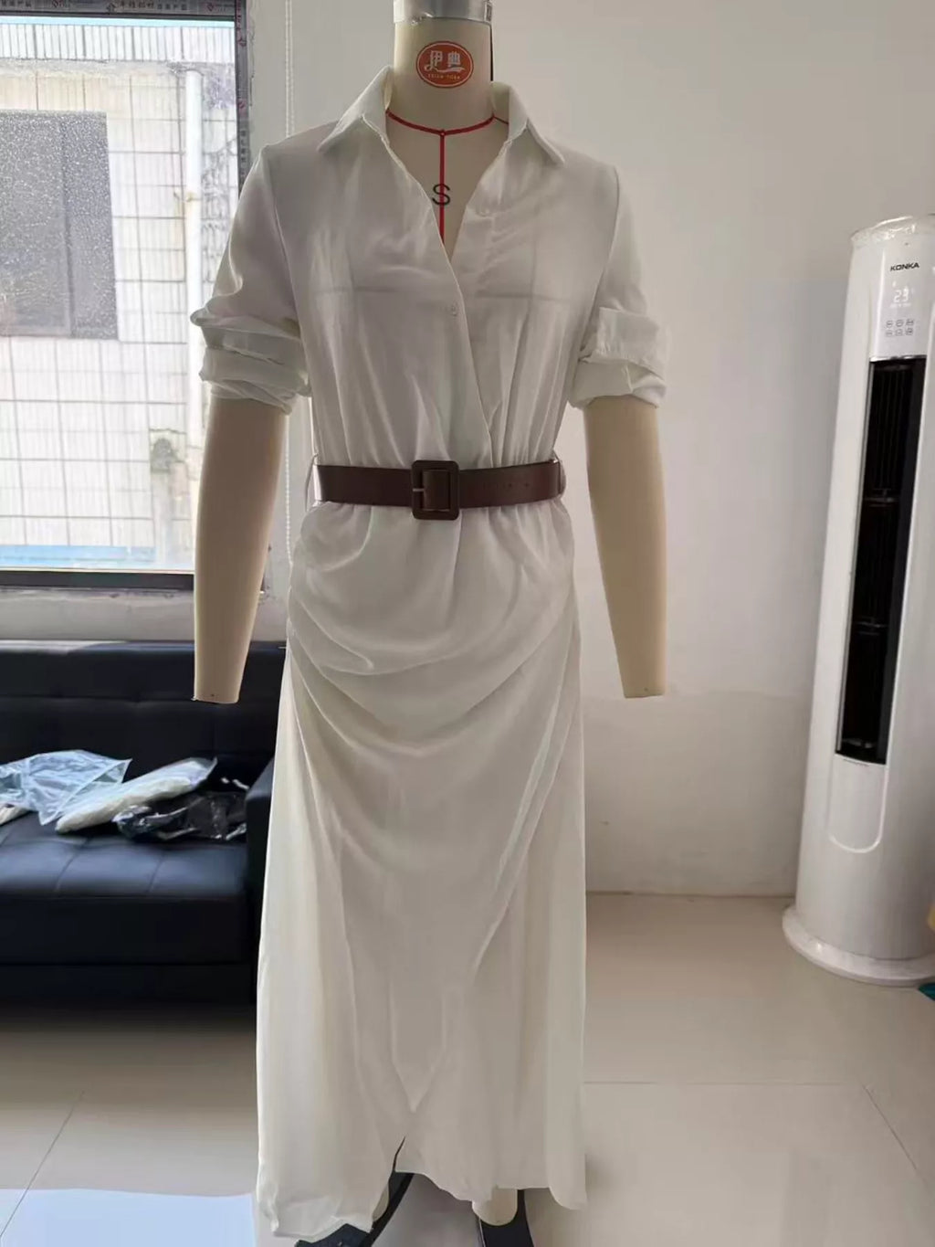 Button Front Long-sleeve Shirt Maxi Dress (6)