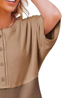 Button Detail Texture Knit T-shirt (18)