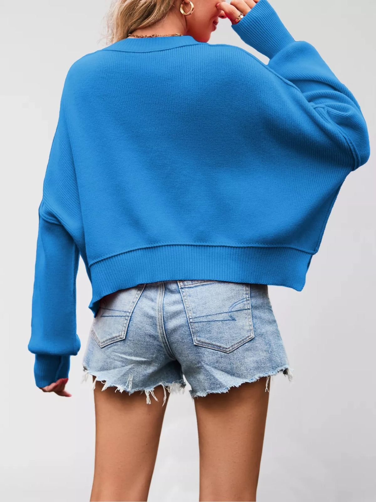Round Neck Dropped Shoulder Sweater (9)