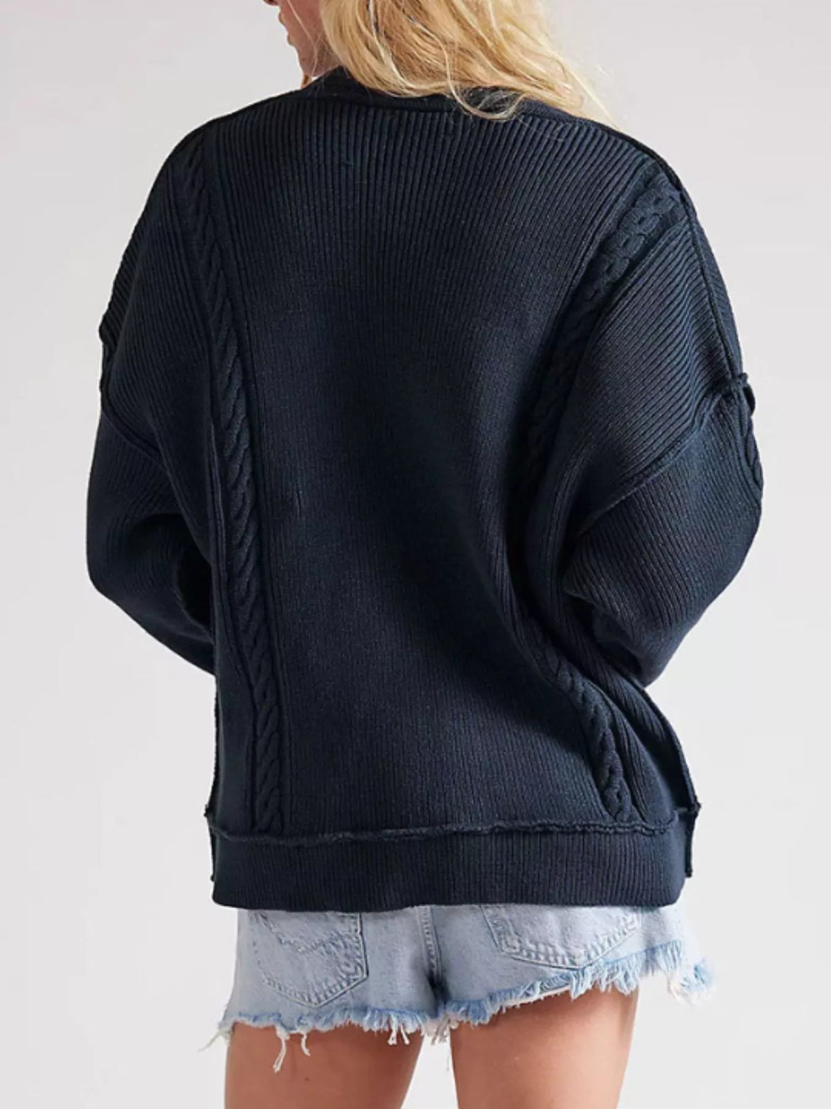 Double-breasted Cable Knit Cardigan (2)