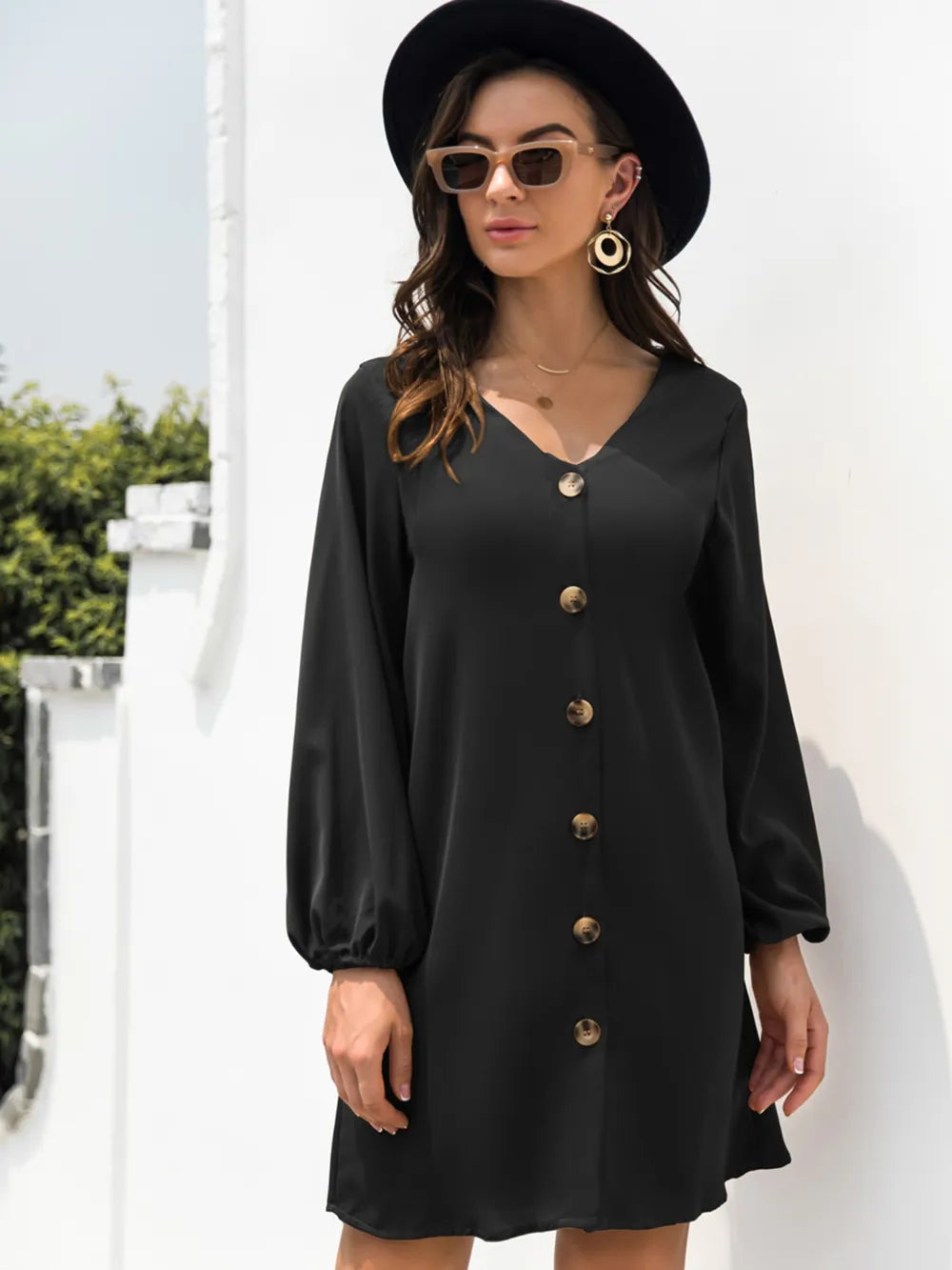 V-neck Long Sleeve Mini Dress (12)
