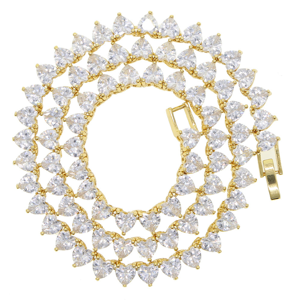 Hip Hop Heart-shaped Zircon Tennis Chain Rap Ornament photo 3