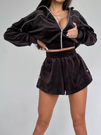 Zip-up Outerwear Shorts Set (22)