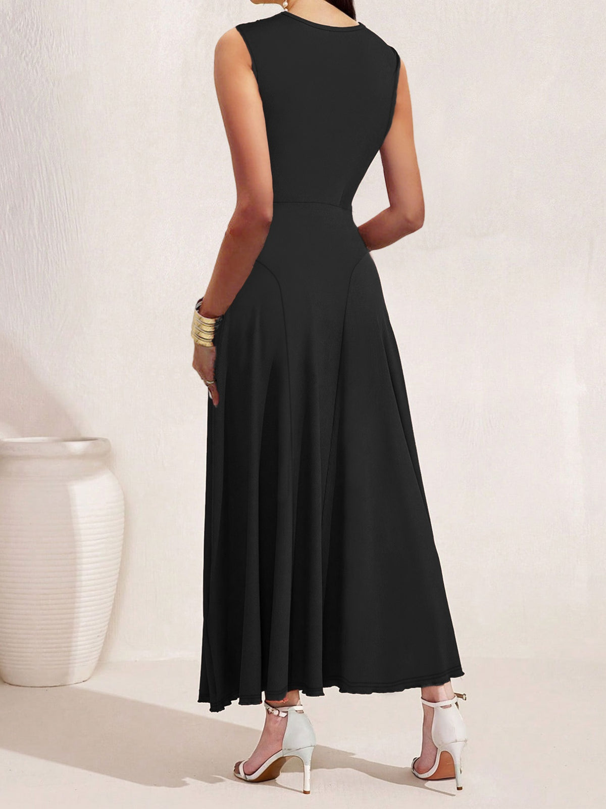 Crisscross Halter Neck A-line Midi Dress (5)