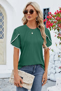 Round Neck Petal Sleeve T-shirt