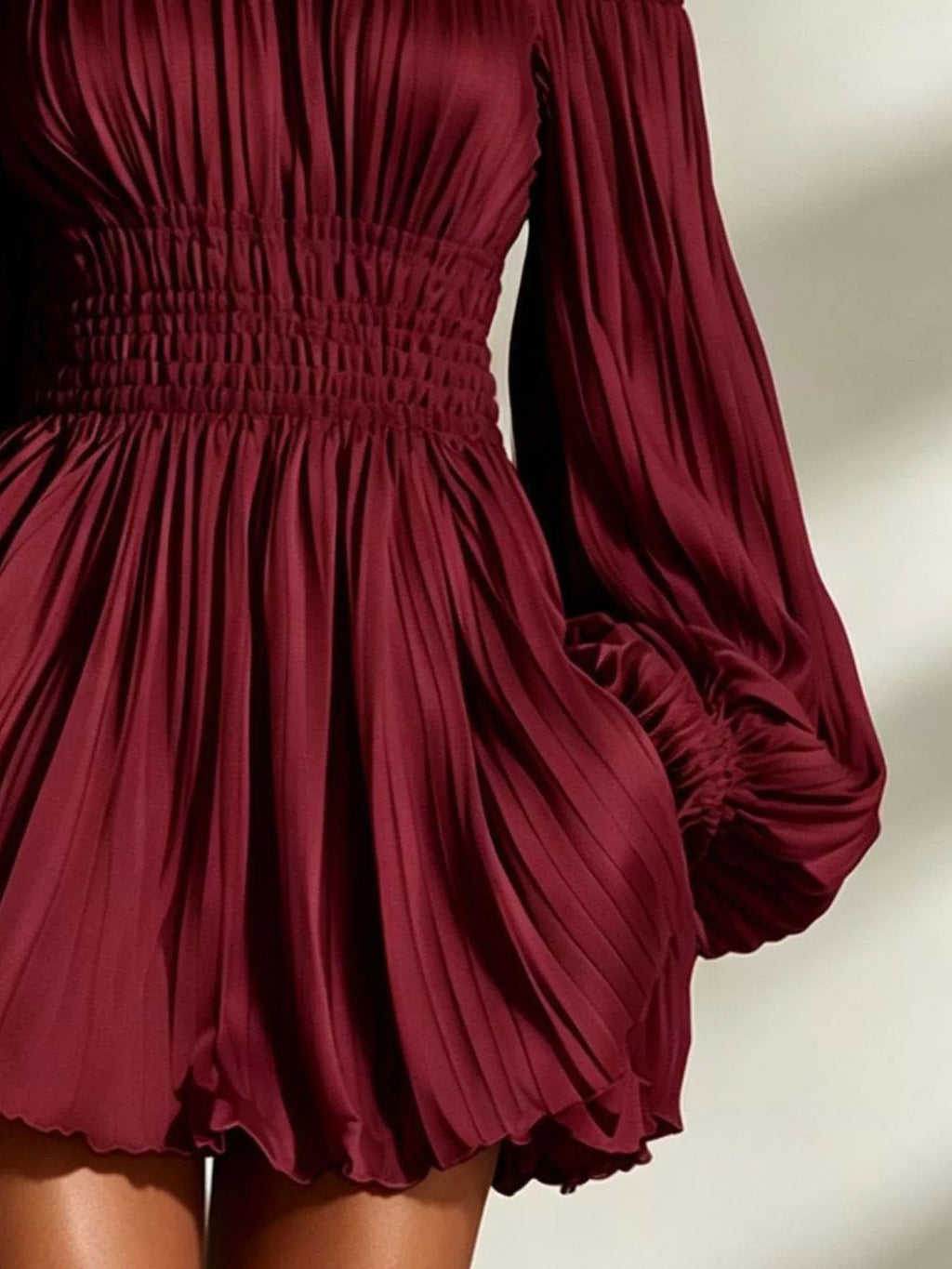 Off-shoulder Pleated Mini Dress (15)