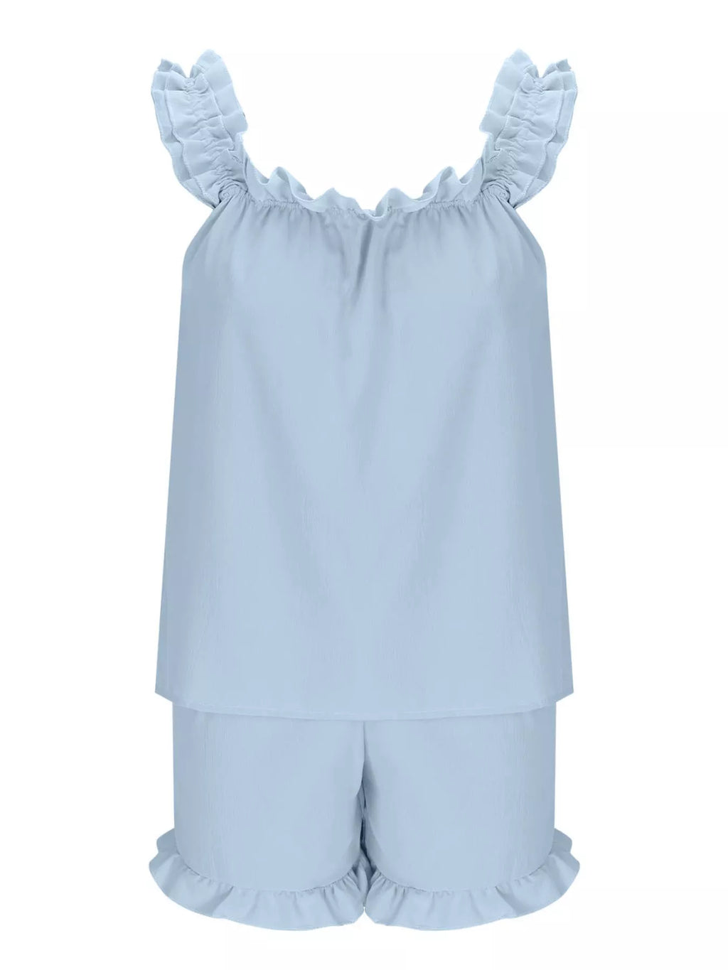 Ruffle Trim Sleeveless Top Shorts Set (30)