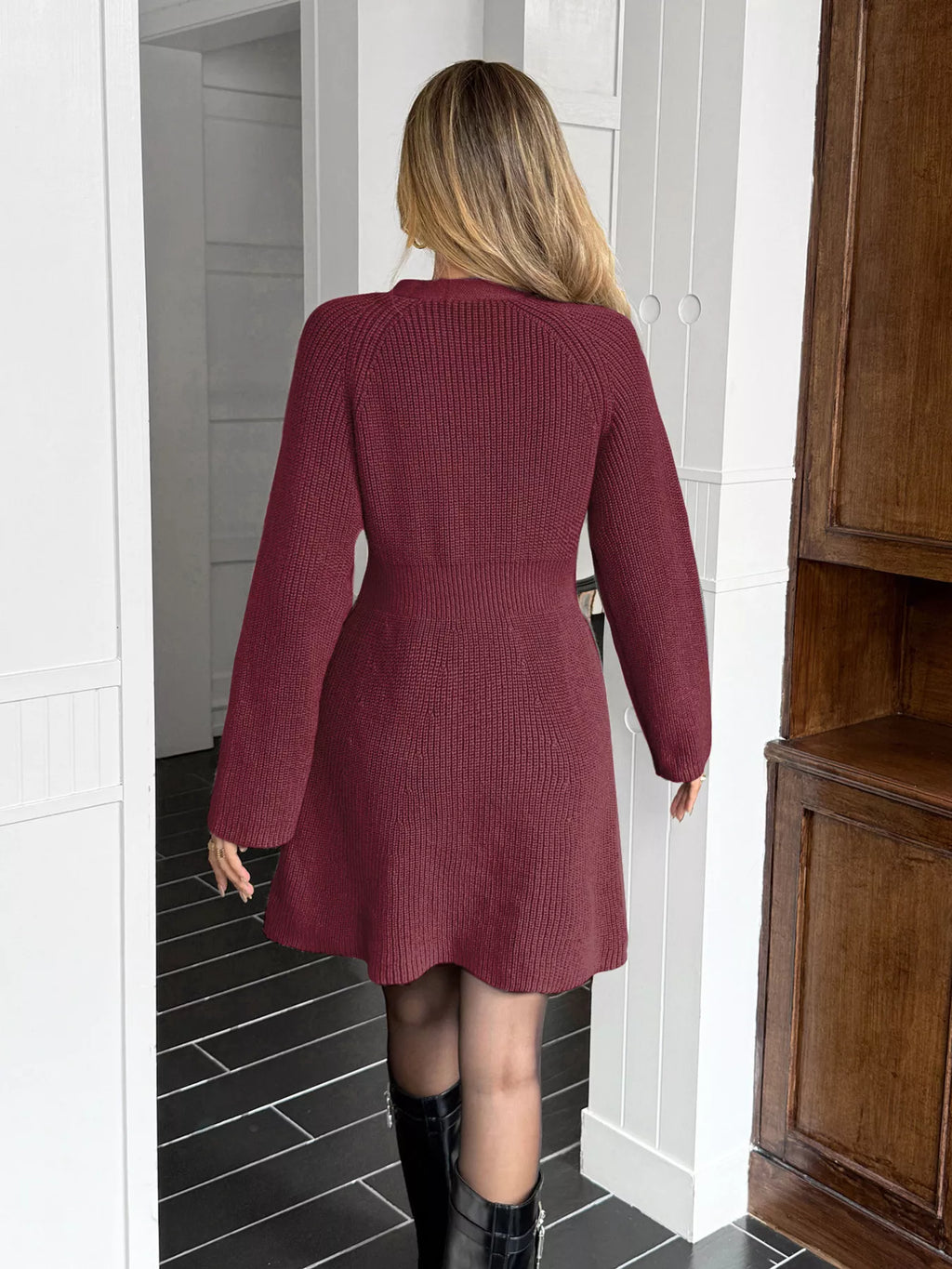 Button-down Knitted Sweater Dress (5)
