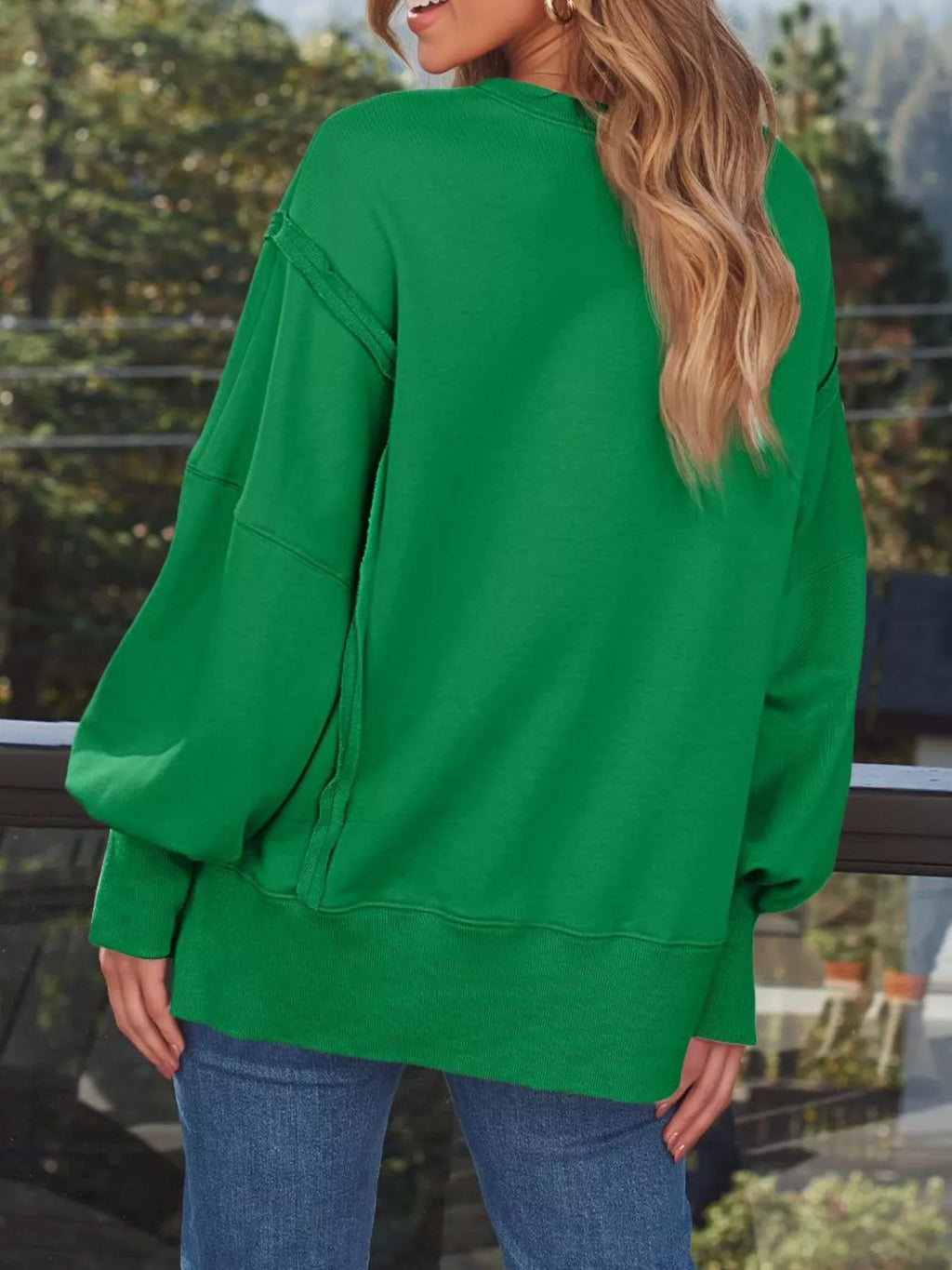 Side Slit Long Sleeve Oversized Sweatshirt (20)