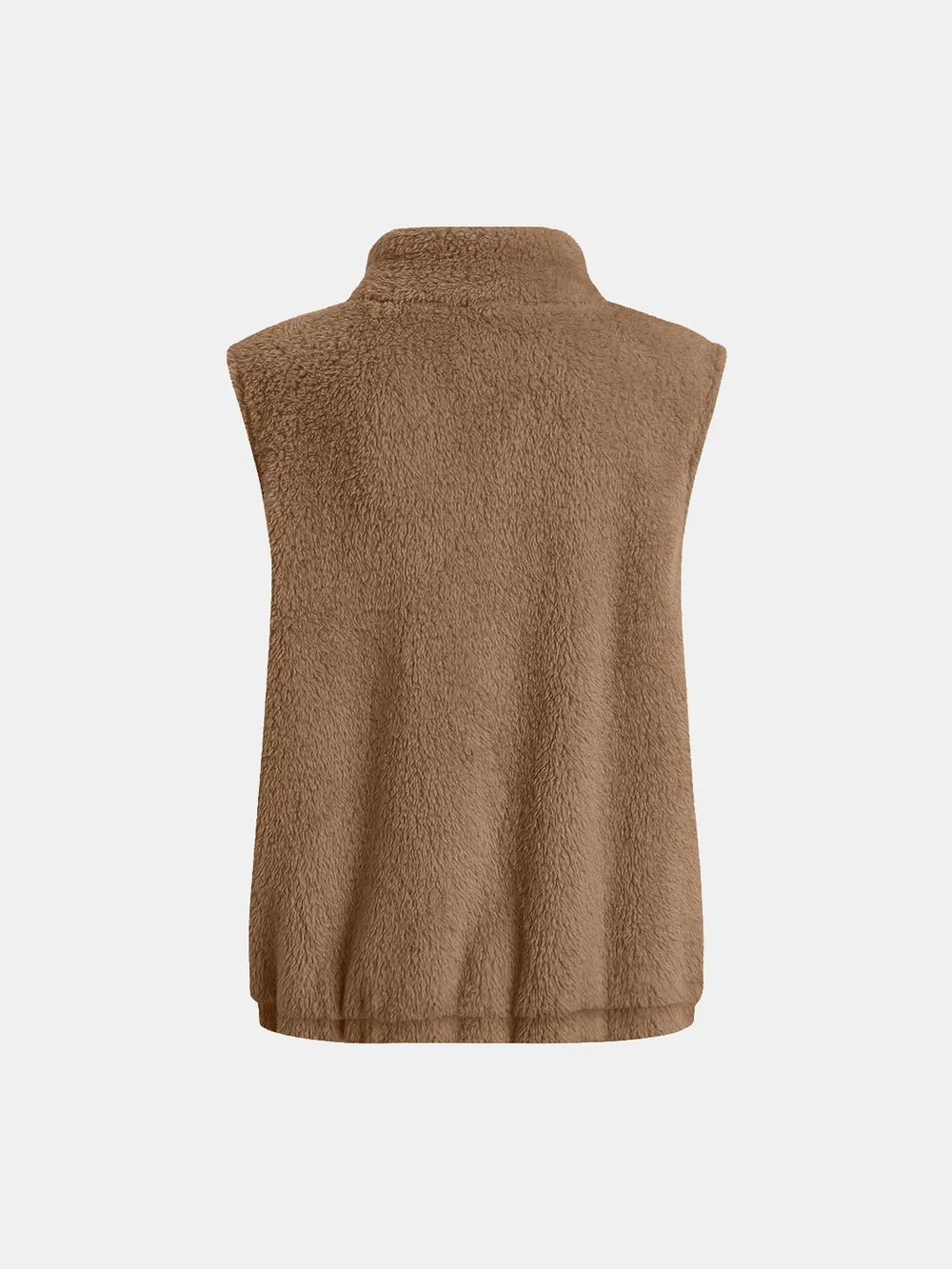 Full Size Fuzzy Zip Up Vest Coat Pockets (3)