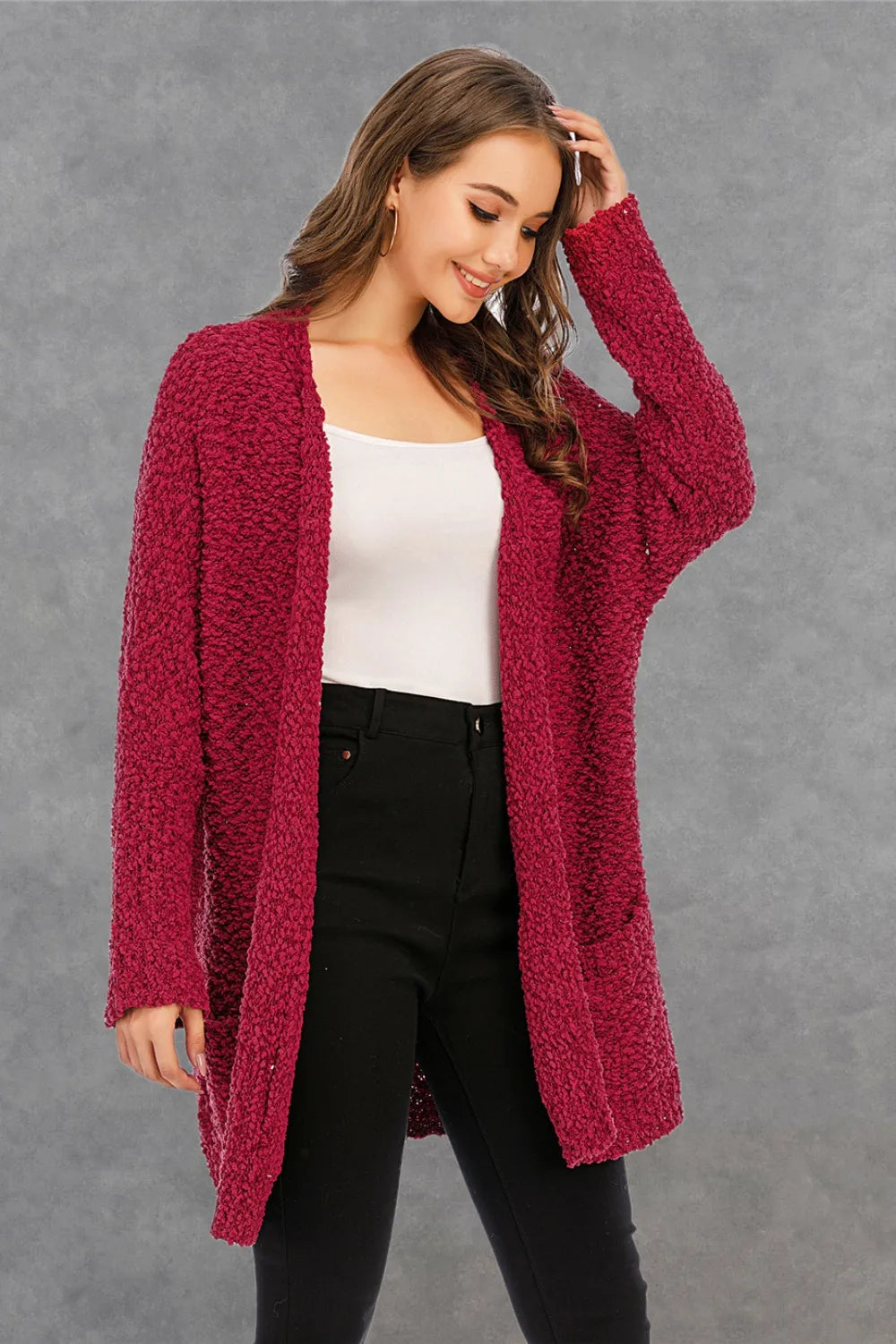 Pocketed Open Front Long Sleeve Cardigan (14)