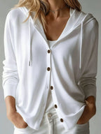 Drawstring Button Down Hooded Cardigan (3)