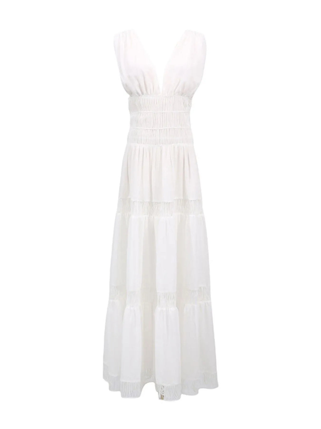 Tiered V-neck Sleeveless Maxi Dress (3)