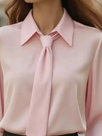 Tie-neck Long Sleeve Blouse (4)