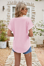 Full Size Round Neck Eyelet Short Sleeve Top (2)