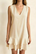Full Size Sleeveless V-neck Ruffle Hem Mini Dress Plus