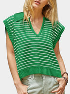 Collared Neck Striped Sweater Vest (11)