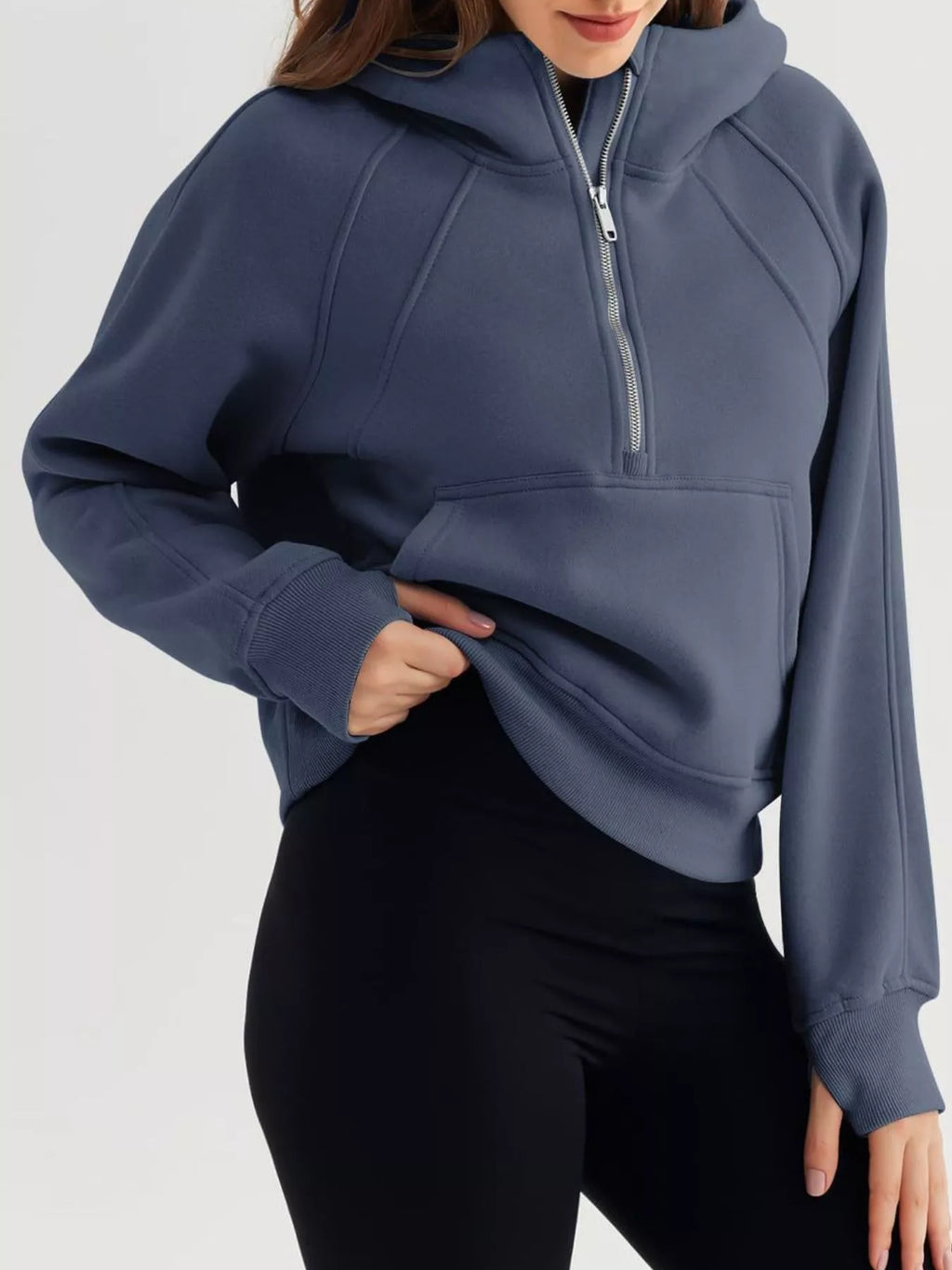 Half Zip Raglan Sleeve Hoodie (2)