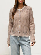 Hollow-out Knit Button-down Cardigan (5)