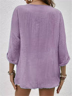 Full Size Casual V-neck Button-down Blouse Plus (9)