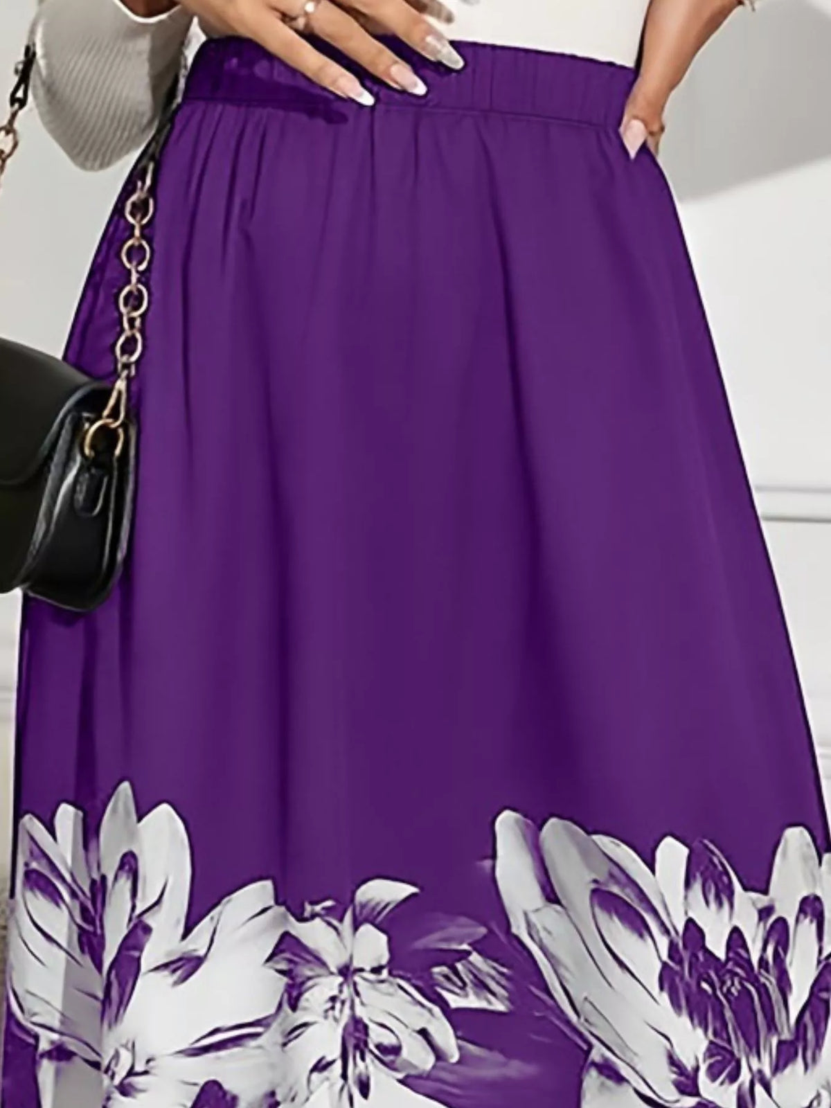 Floral Print A-line Midi Skirt (3)