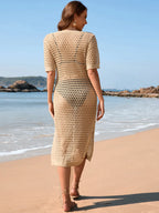 Slit Openwork Round Neck Cover-up (8)