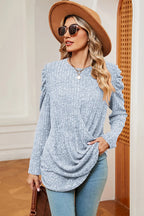 Round Neck Puff Sleeve T-shirt (14)