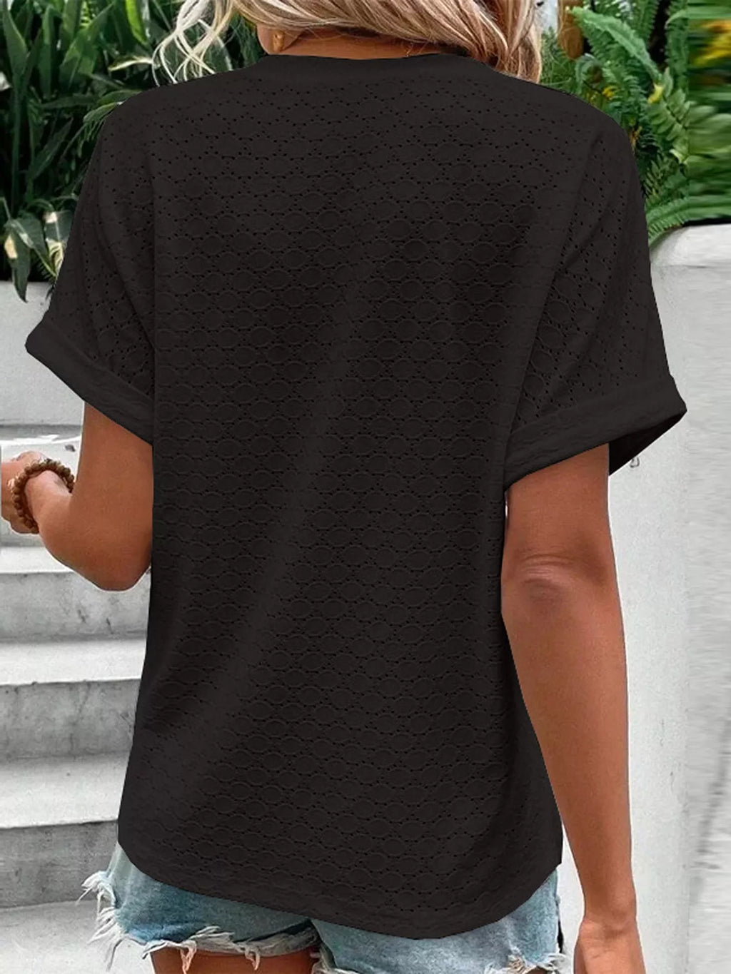 Notched Short Sleeve Top (5)