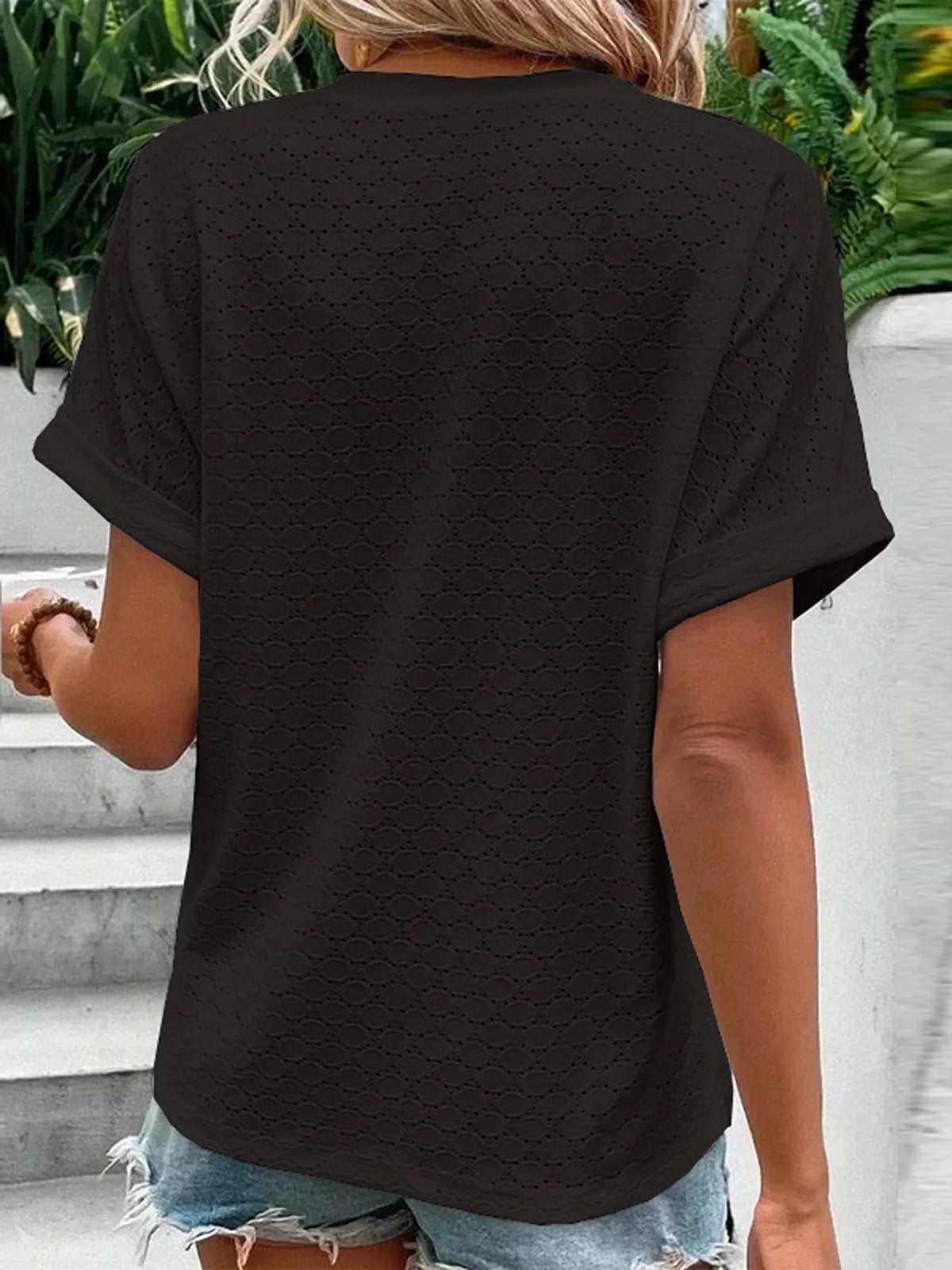 Notched Short Sleeve Top (5)