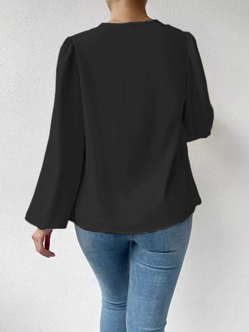 Full Size Cowl Neck Balloon Sleeve Blouse Plus (14)