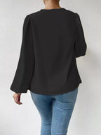 Full Size Cowl Neck Balloon Sleeve Blouse Plus (14)
