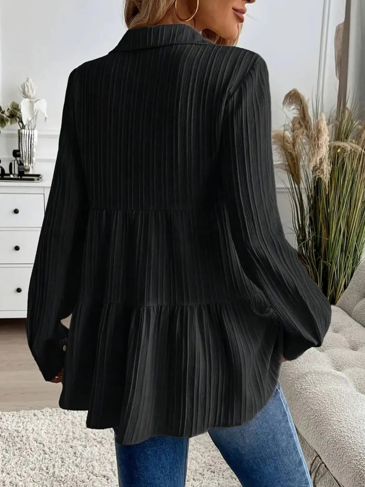 Striped Button-down Tiered Shirt (16)