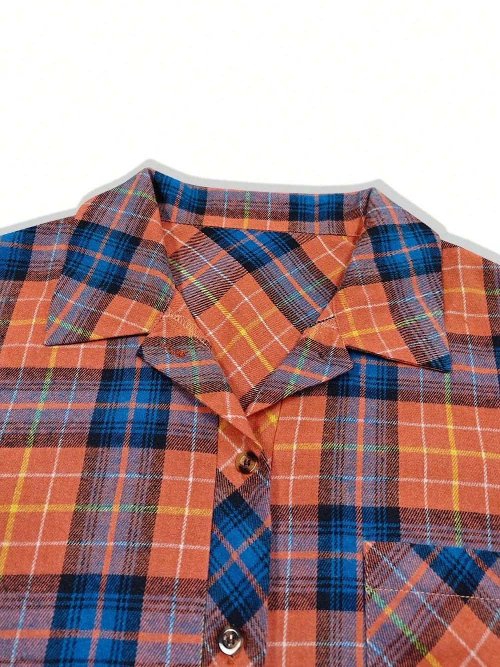 Plaid Collared Neck Long Sleeve Shirt (15)