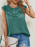 Ruffle Trim Round Neck Blouse