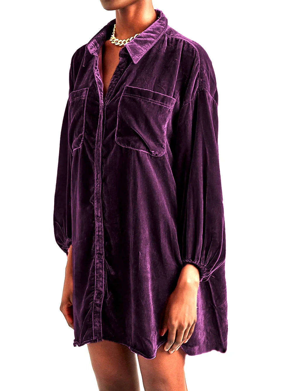 Collared Neck Button Down Long Sleeve Shirt (11)