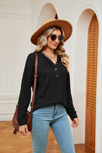 Half-button Dropped Shoulder Hoodie (10)