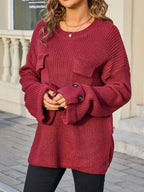 Pocket Detail Round Neck Sweater (21)