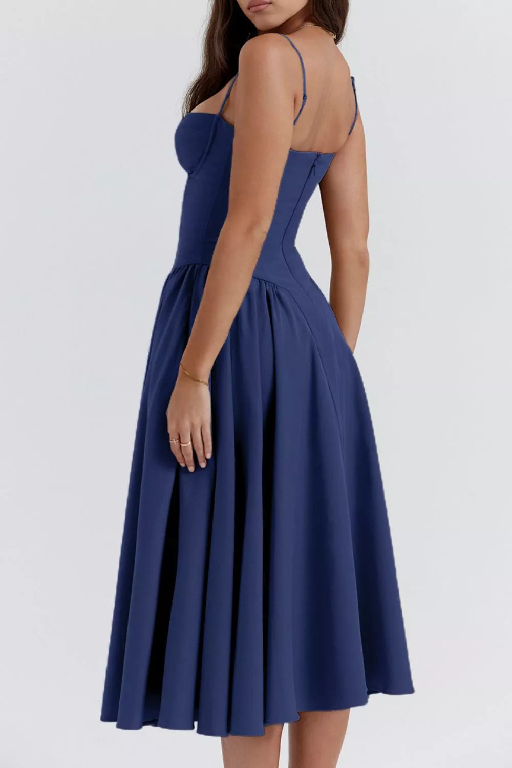 Sweetheart Neck Ruched Midi Dress (6)