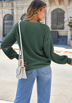 Lace Detail Round Neck Lantern Sleeve Top (15)