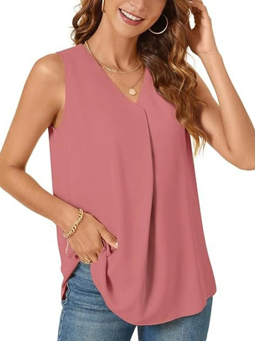 Full Size V-neck Sleeveless Tank Top Plus (5)